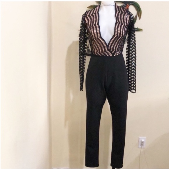 Rare London Pants - Nasty Gal Rare London black sequin lace jumpsuit